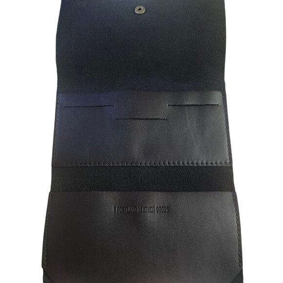 Portland Leather Smooth Black Rancher Wallet Brass Snap Closure Clutch Card Slot - Picture 5 of 6